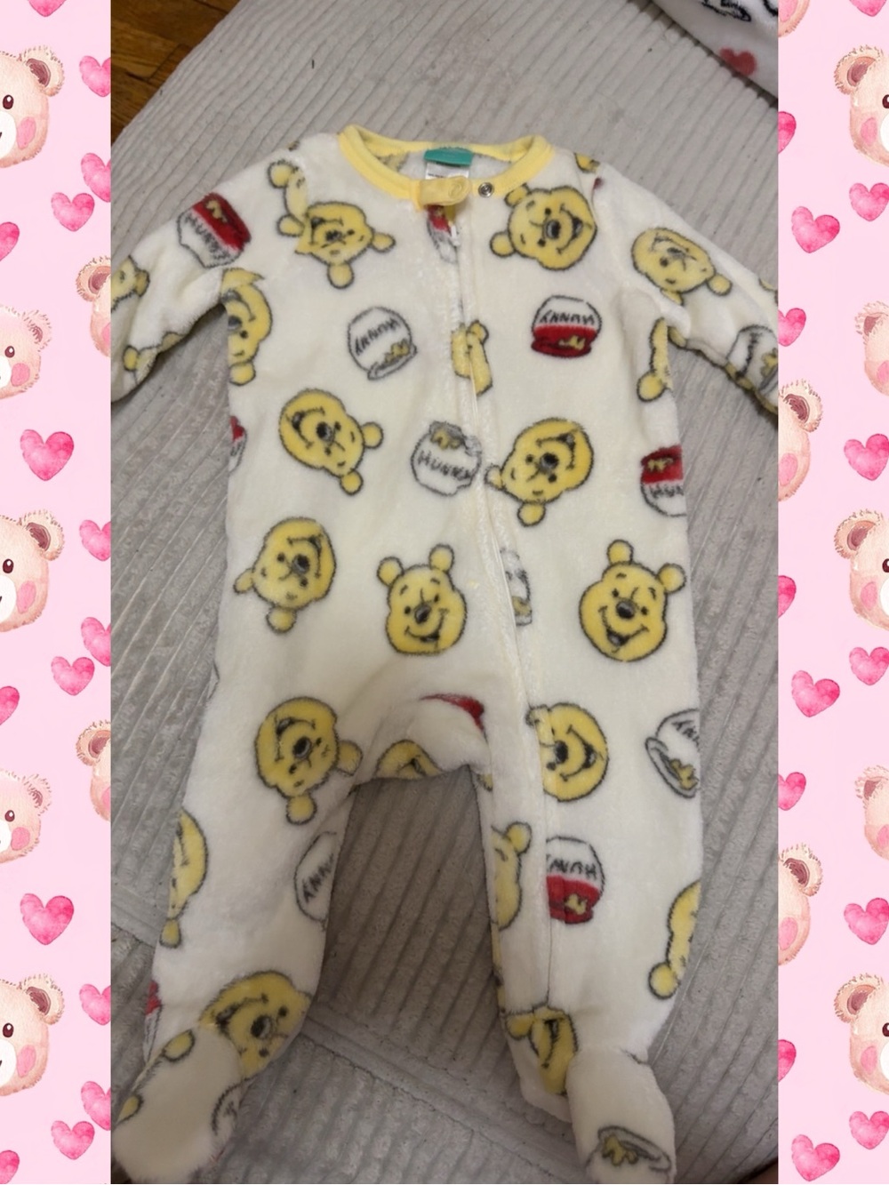 New no tags Disney Yellow Pooh Fleece Footed One-Piece